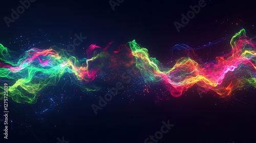 Colorful abstract wave particles background.