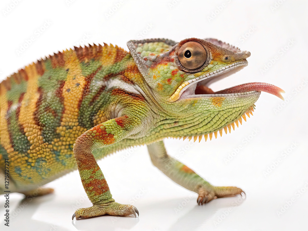 Fototapeta premium chameleon isolated white background