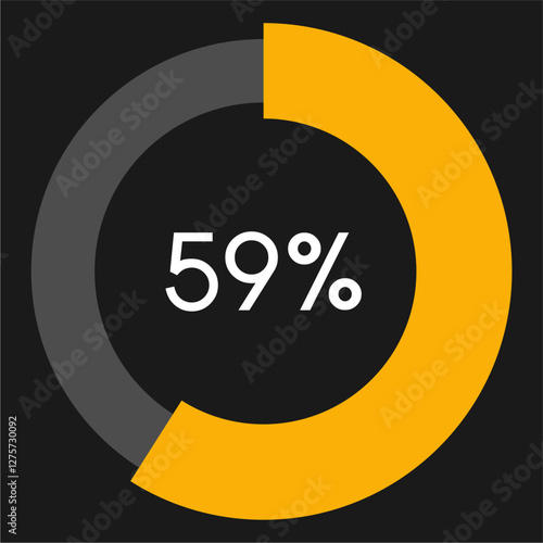 59 percent circle chart infographic template.Circle percentage diagram on black background vector illustration.