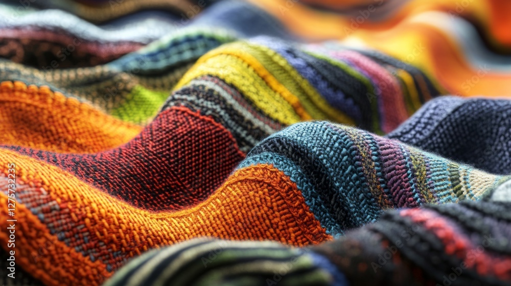 A close-up view of intricate patterns formed by colorful clothes A close-up view of intricate patterns formed by colorful clothes