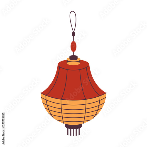 Chinese decoration for holiday or China lantern. Vector icon of eastern decor or Asian ornament. Taiwan and Korea embellishment for CNY or holiday, festive. Traditional festoon for east. Chinatown.