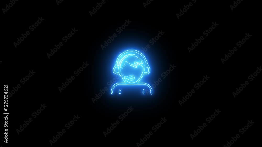 neon line Call center icon sign, Operator customer support symbol, Help center icon animation concept on black background 4K Video neon line Call center icon sign, Operator customer support symbol, Help center icon animation concept on black background 4K Video