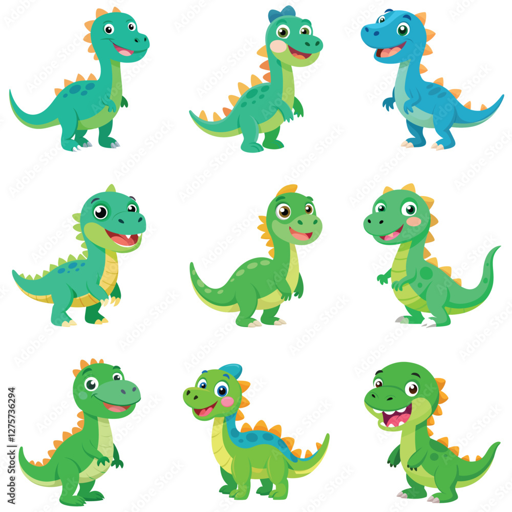 set of funny cartoon dinosaurs set of funny cartoon dinosaurs