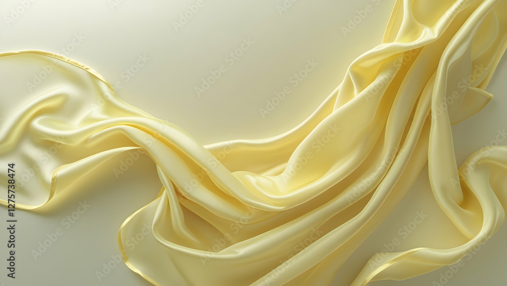Obraz premium flowing silky yellow fabric with subtle