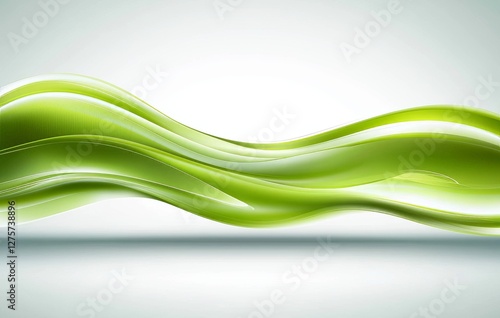 Modern abstract shapes form the basis of a unique wallpaper featuring a green and gray color combination and a new colorful backdrop concept