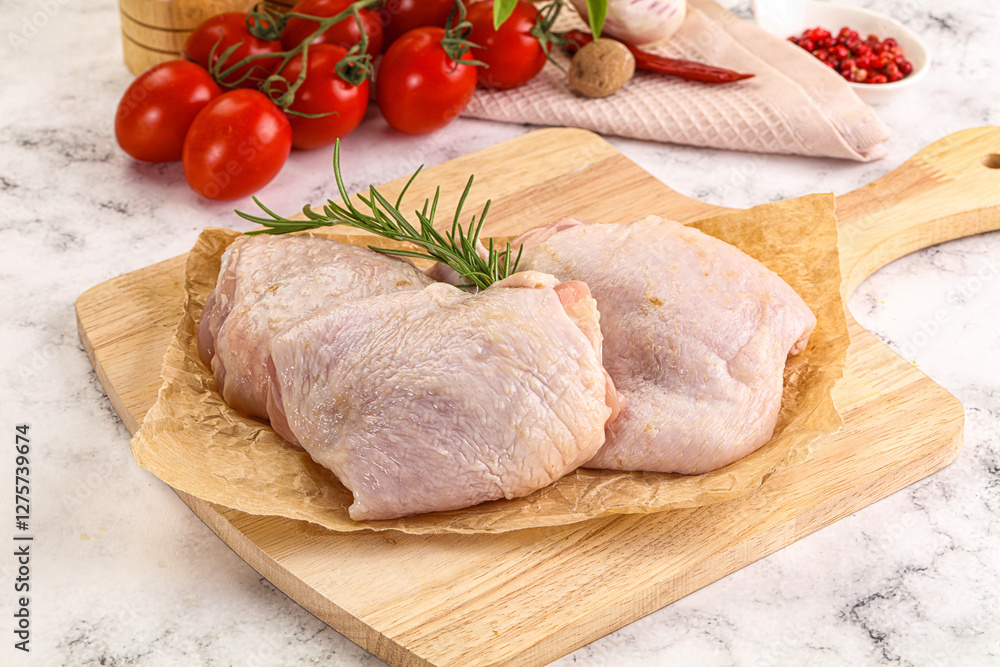 Raw chicken thighs for cooking Raw chicken thighs for cooking