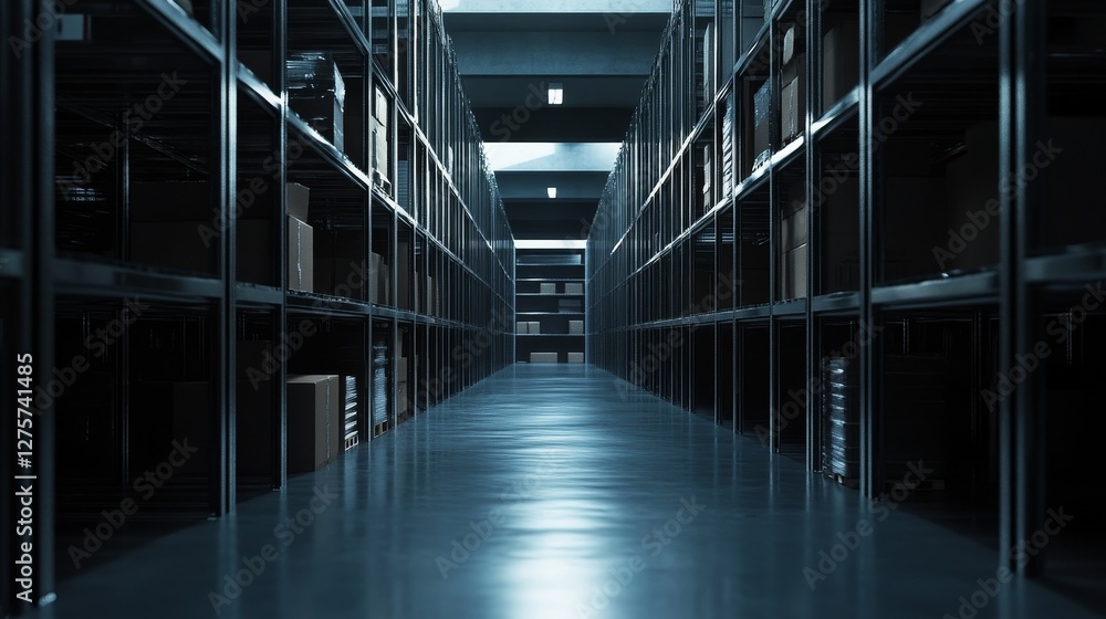 Empty Warehouse Interior: Industrial Storage Space Empty Warehouse Interior: Industrial Storage Space