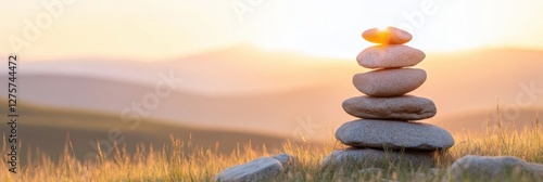 Creating stone cairns on a serene hillside for loved ones in natures healing embrace