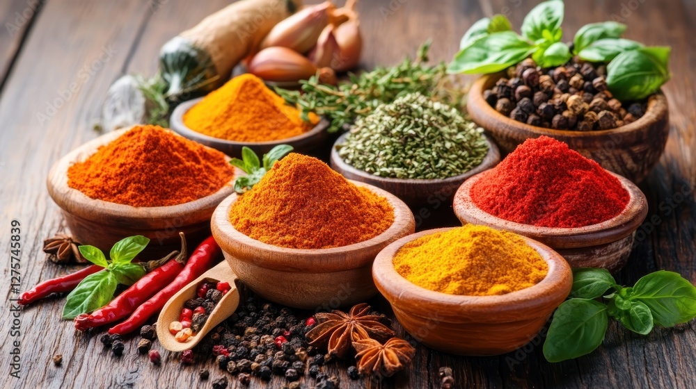 Aromatic Spices Collection: Colorful Powders and Herbs Aromatic Spices Collection: Colorful Powders and Herbs
