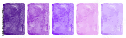Purple watercolor hand drawn backgrounds vector set, collection. Lilac lavender plum indigo amethyst dark light violet. A4 watercolour texture with aquarelle stains. Painted rectangle templates bundle