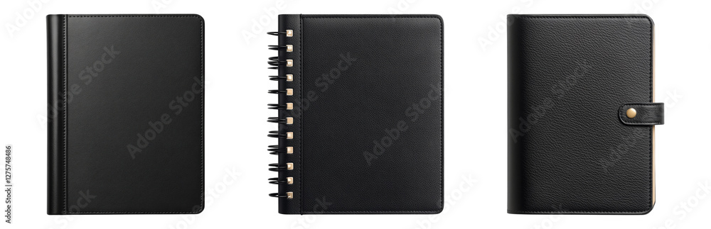 Black Leather Notebooks for Professional Use and Study Isolated on transparent background Black Leather Notebooks for Professional Use and Study Isolated on transparent background