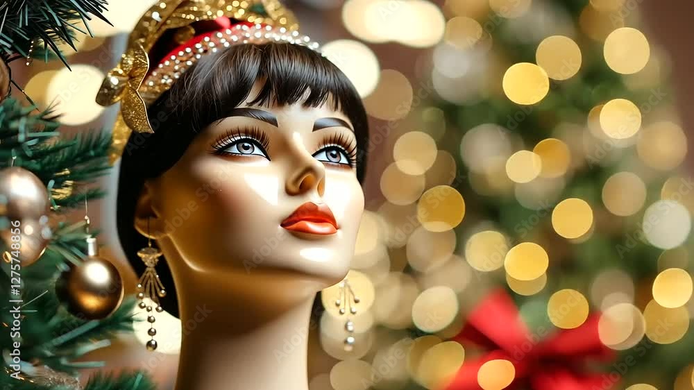 Holiday Decorated Storefront with Mannequin Display Holiday Decorated Storefront with Mannequin Display