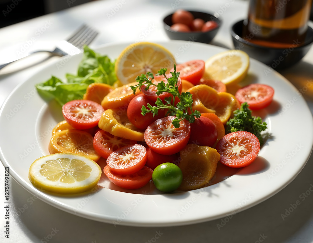 Fresh Tomato Salad with Mini Mozzarella, Basil, and Light Dressing Fresh Tomato Salad with Mini Mozzarella, Basil, and Light Dressing