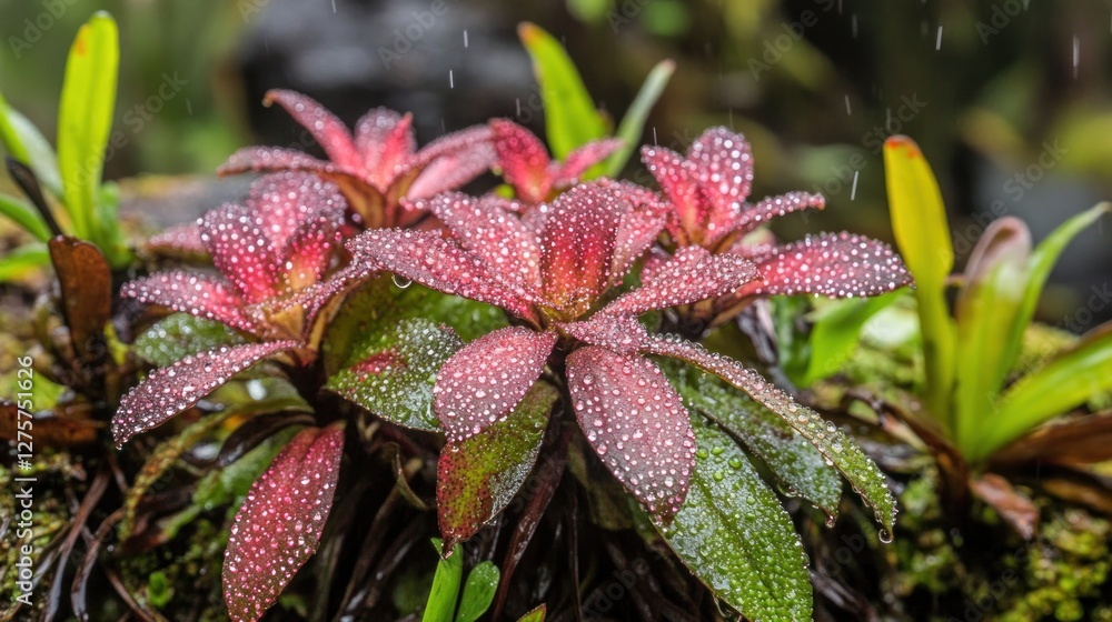 Rain-Kissed Bromeliads in a Lush Tropical Rainforest Rain-Kissed Bromeliads in a Lush Tropical Rainforest