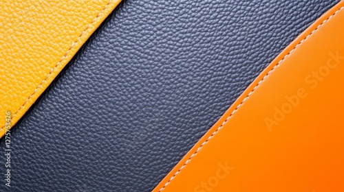 Abstract Background with Diagonal Leather Sections in Yellow and Orange Colors