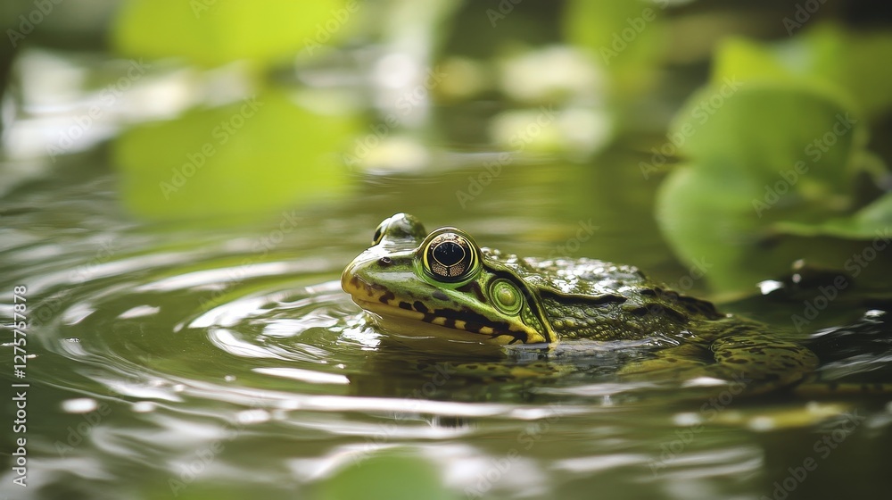 Enchanted Pond Frog, Nature's Exquisite Green Beauty Enchanted Pond Frog, Nature's Exquisite Green Beauty