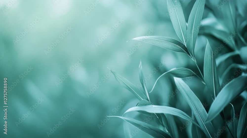 Fototapeta premium Serene Teal Leaves: A Nature's Embrace