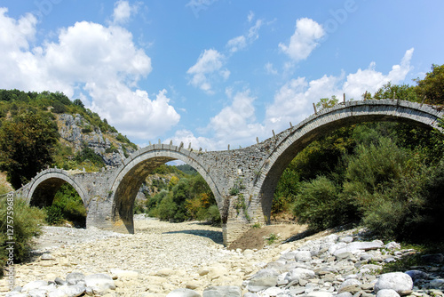 Plakidas Bridge at Pindus Mountains, Zagori, Epirus, Greece photo