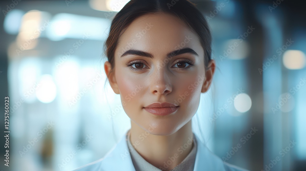 Obraz premium Confident Young Female Doctor or Scientist in Modern Office Setting