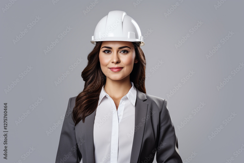 Female Engineer Posing on a White Background Female Engineer Posing on a White Background