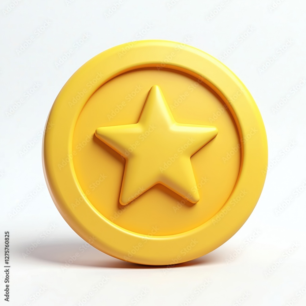 Isolated 3d yellow game coin icon with star. Shiny golden illustration. Casino commerce currency. Dollar finance game, money payment profit reward cash business cartoon award. Isolated 3d yellow game coin icon with star. Shiny golden illustration. Casino commerce currency. Dollar finance game, money payment profit reward cash business cartoon award.