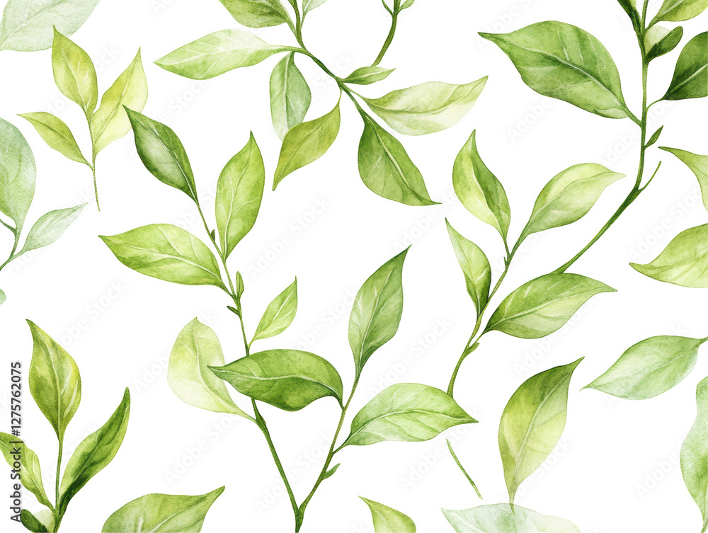 Isolated Watercolor Green Leaves Isolated Watercolor Green Leaves