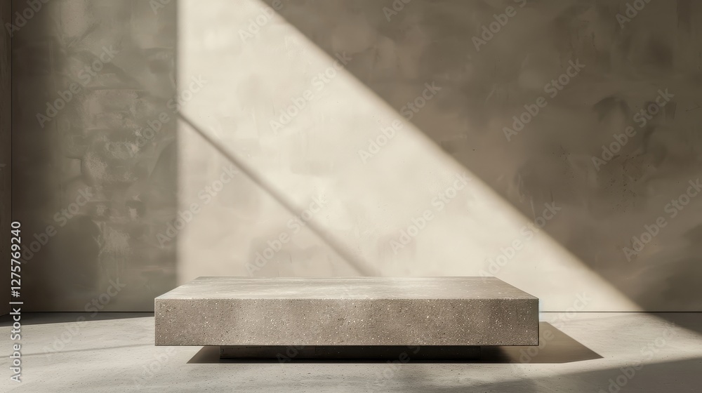 Modern Concrete Display Platform in Minimalist Interior