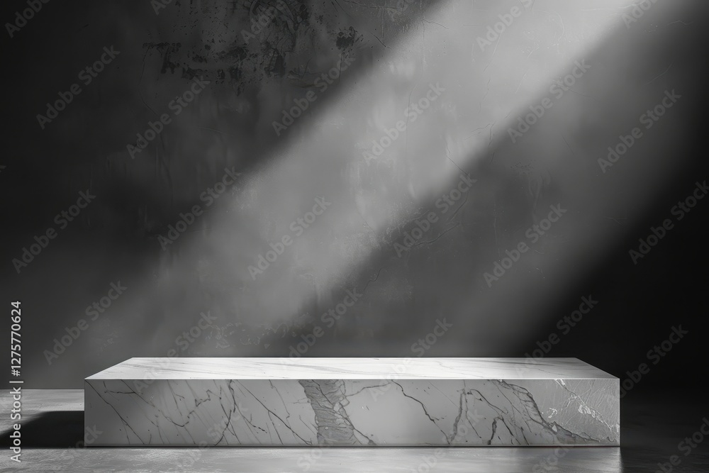 Elegant Marble Display Platform in Dark Studio