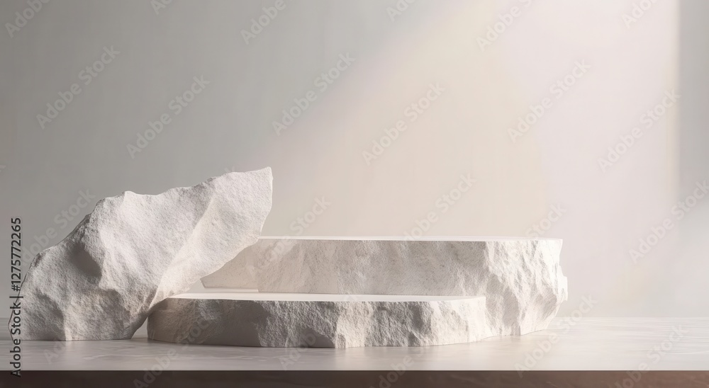 Modern Minimalist White Stone Display Platform