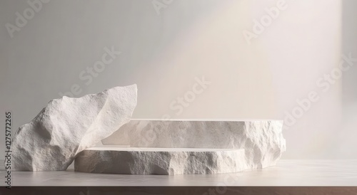 Obraz na płótnie Modern Minimalist White Stone Display Platform w salonie