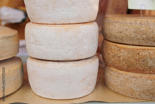 Obraz na płótnie dettaglio di forme di formaggio fresco e artigianale w salonie