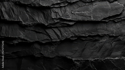Wallpaper Mural Layered Dark Rock Surface with Deep Shadows. Torontodigital.ca