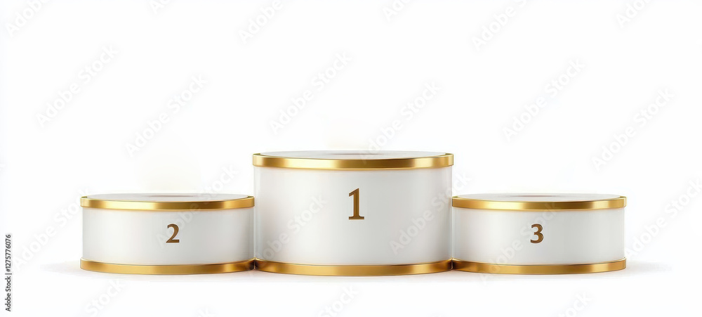 Elegant White Podiums with Gold Accents