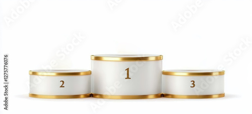 Obraz na płótnie Elegant White Podiums with Gold Accents w salonie