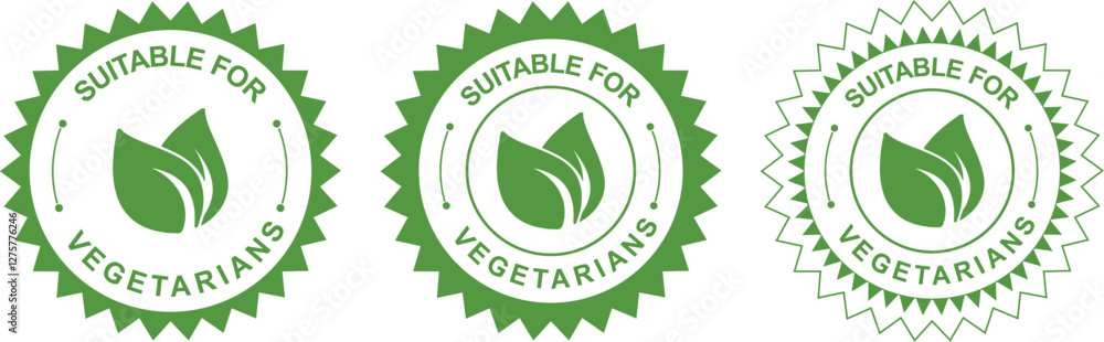 Suitable for Vegetarians stamp sticker with Leaves icon vector Suitable for Vegetarians stamp sticker with Leaves icon vector