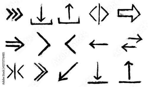 Arrow Grunge Brush Stroke Drawing Vector Set
