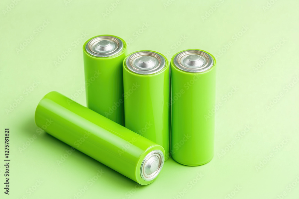 Green batteries, green energy, sustainability, ecology, recycling concepts Green batteries, green energy, sustainability, ecology, recycling concepts