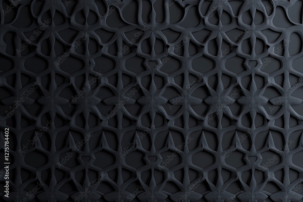 Dark embossed floral pattern wall, intricate design, dark background Dark embossed floral pattern wall, intricate design, dark background