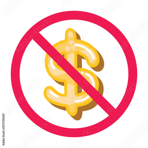 Dollar prohibited sign, forbidden dollar symbol, no money cash sign icon vector illustration