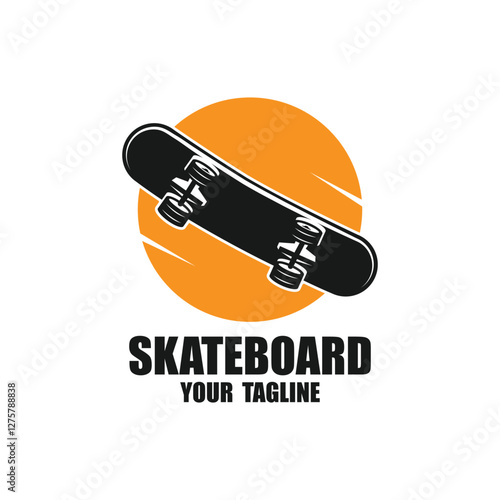 Vintage skateboarding logo, skateboarding shop, skateboarding club. suitable for brand, apparel, badge, emblem, shop, clothes, sticker, t-shirt design