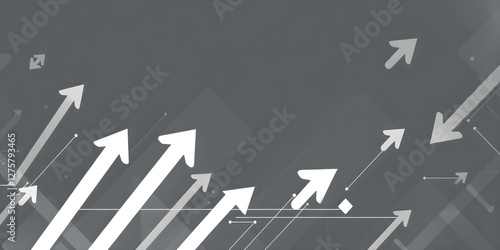 Technology banner design with white and grey arrows. Abstract geometric vector background