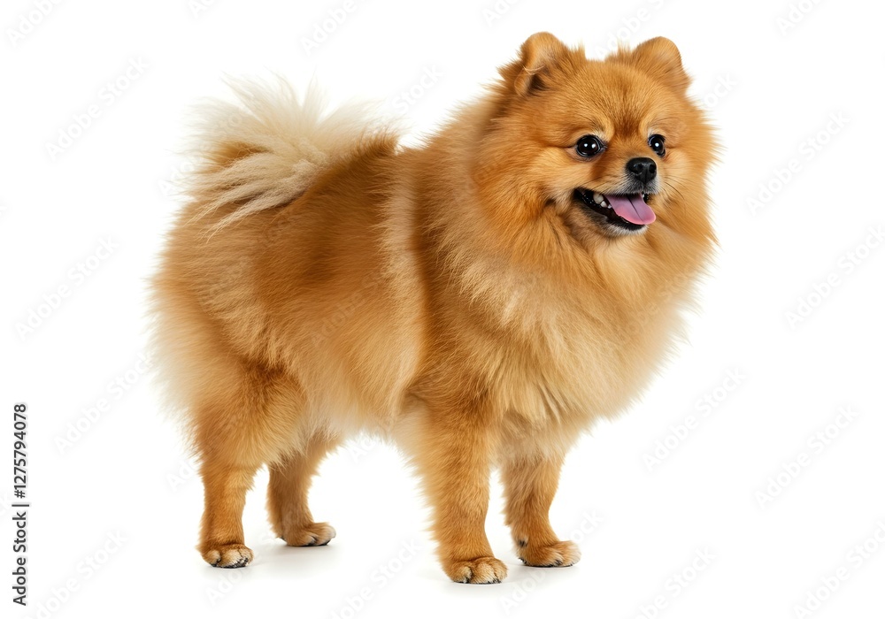 Pomeranian, a small dog, on white background Pomeranian, a small dog, on white background