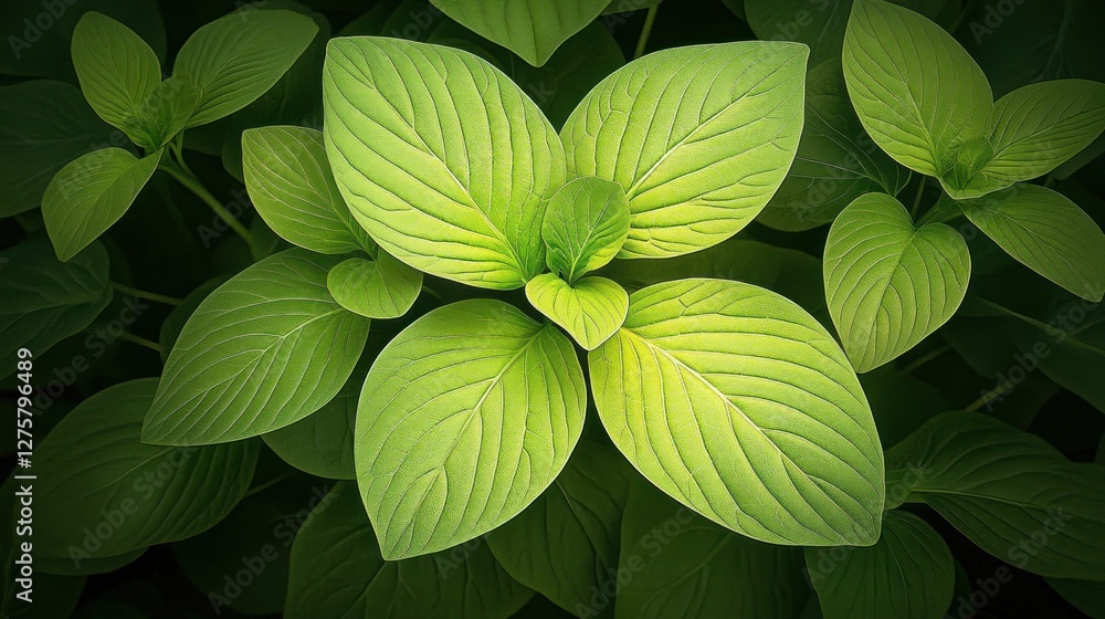 Vibrant Green Leaves Illuminated Nature Close Up Lush Foliage Texture Vibrant Green Leaves Illuminated Nature Close Up Lush Foliage Texture