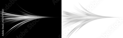 PNG High-Speed Light Trails in Symmetric Contrast: A Futuristic Perspective of Motion and Energy, PNG Where Darkness and Brightness Merge, Creating a Hypnotic Vision of Acceleration and Endless Roads 