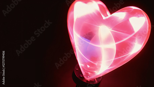 heart shaped object is lit by a light