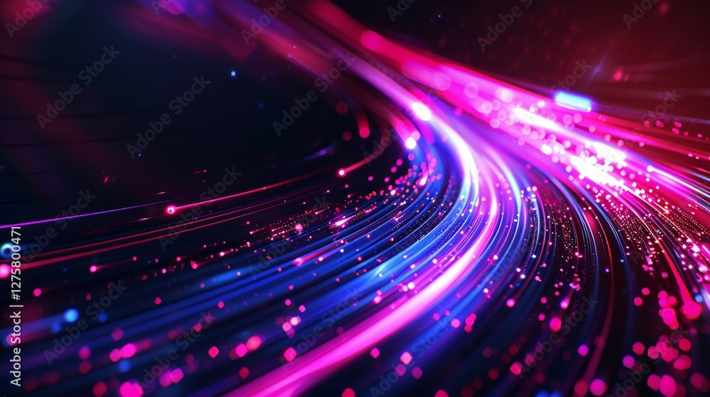 Abstract technology futuristic glowing blue and red light curved lines with high-speed effect on dark blue background. Abstract technology futuristic glowing blue and red light curved lines with high-speed effect on dark blue background.