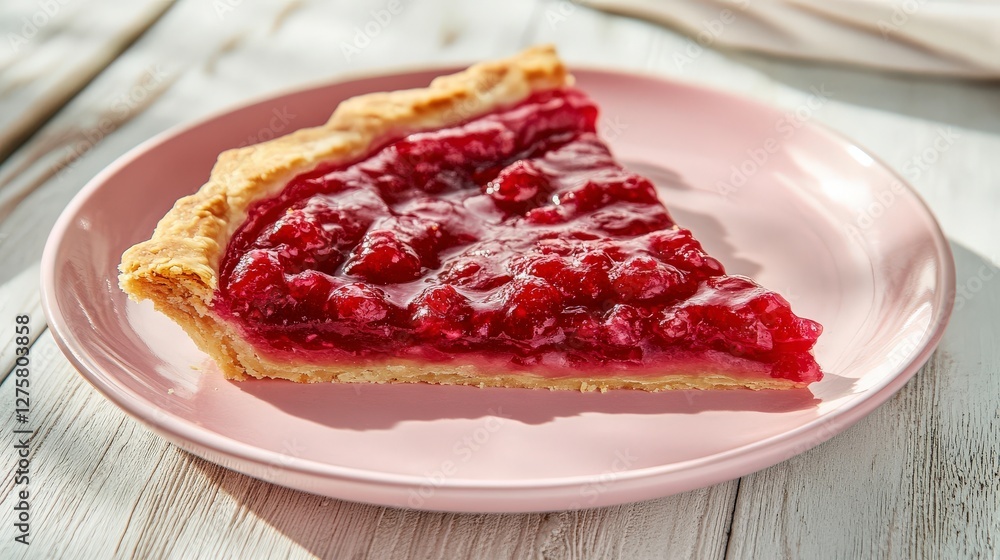 Scrumptious Cranberry Pie Slice on a Pink Plate - A Delightful Autumnal Treat Scrumptious Cranberry Pie Slice on a Pink Plate - A Delightful Autumnal Treat