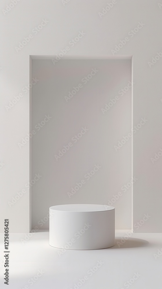 Empty White Cylinder Display Stand