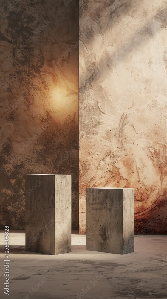 Modern Concrete Podiums in a Stylish Interior