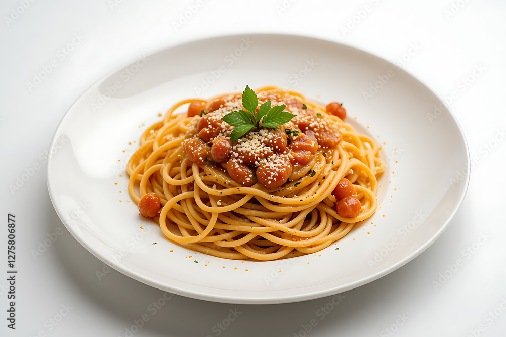 Plate of Spaghetti on White Background Plate of Spaghetti on White Background